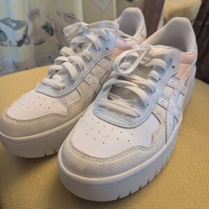 White and Pink Sneakers